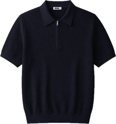  BRUNELLO CUCINELLI Knitted Zip Polo (3+ Colorways), schoon gefotografeerd.