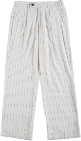  BRUNELLO CUCINELLI Linen Stripe Trousers, schoon gefotografeerd.