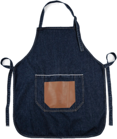  RALPH LAUREN Denim Apron with Leather Pocket, schoon gefotografeerd.