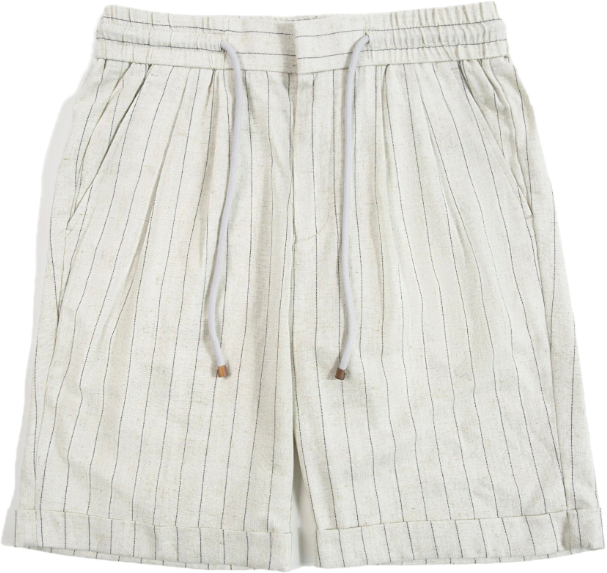 BRUNELLO CUCINELLI Striped Linen Shorts — QC