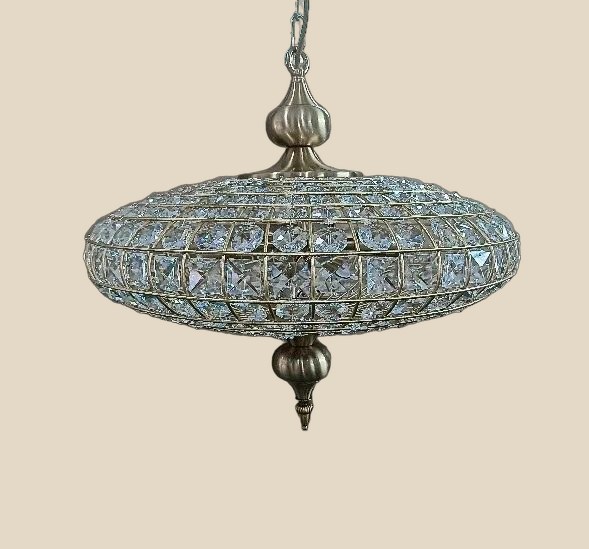 Brass Crystal Oval Pendant Lamp — QC