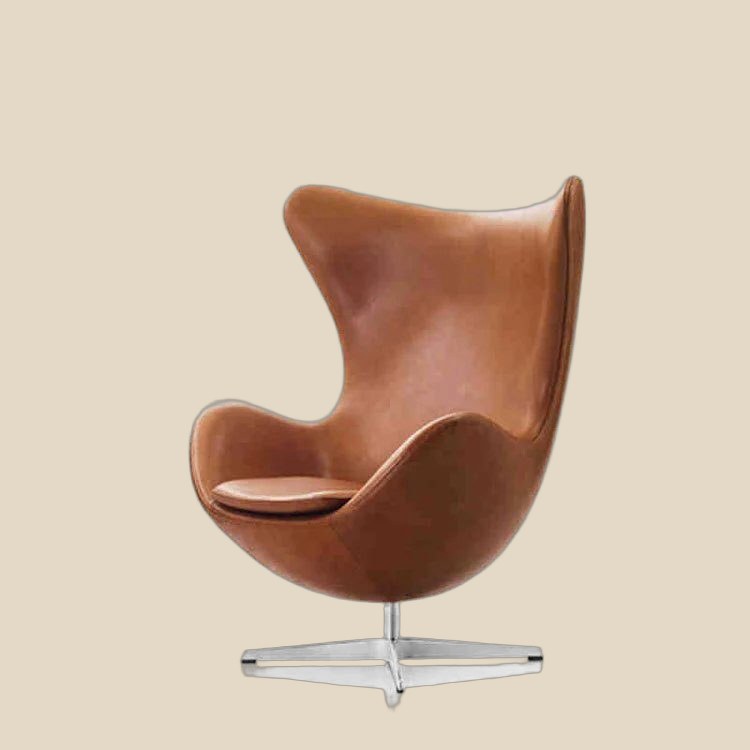 Cognac Leather Egg Chair — QC