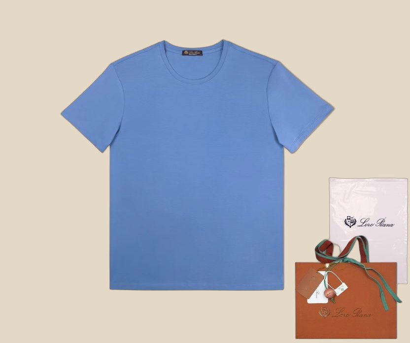 LORO PIANA Silk T-Shirt (Blue) — QC
