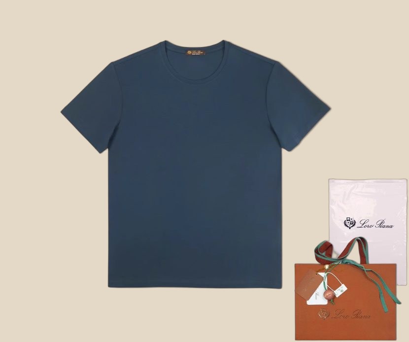 LORO PIANA Silk T-Shirt (Navy Blue) — QC