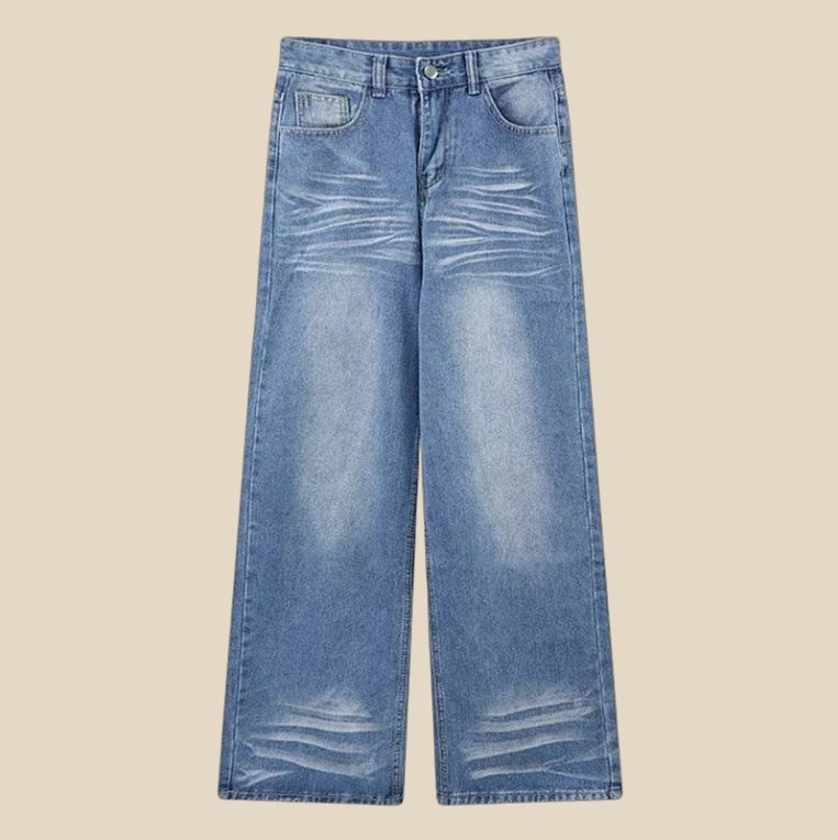 NO BRAND Washed Jeans Light Blue — QC