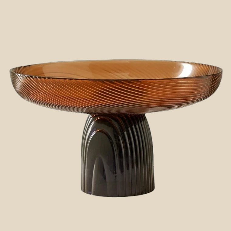 Amber Glass Pedestal Bowl — QC