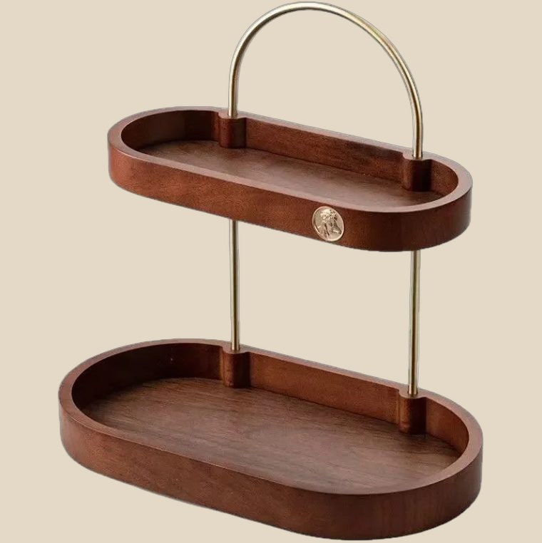 Two-Tier Walnut Tray — QC