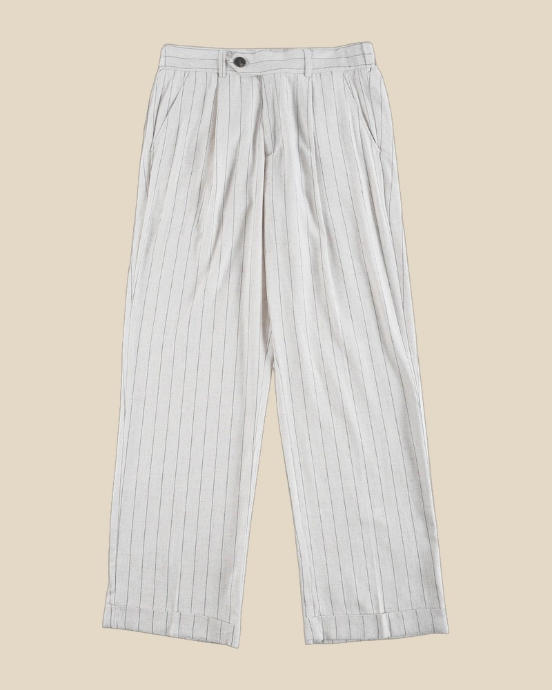 BRUNELLO CUCINELLI Linen Stripe Trousers — QC