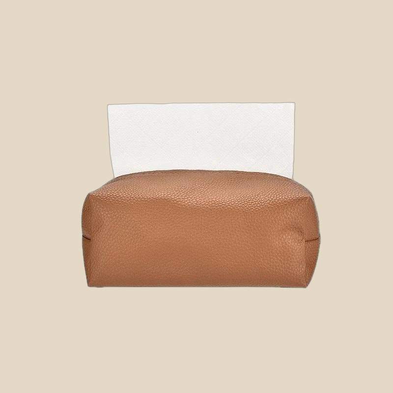 Caramel Leather Tissue Holder — QC