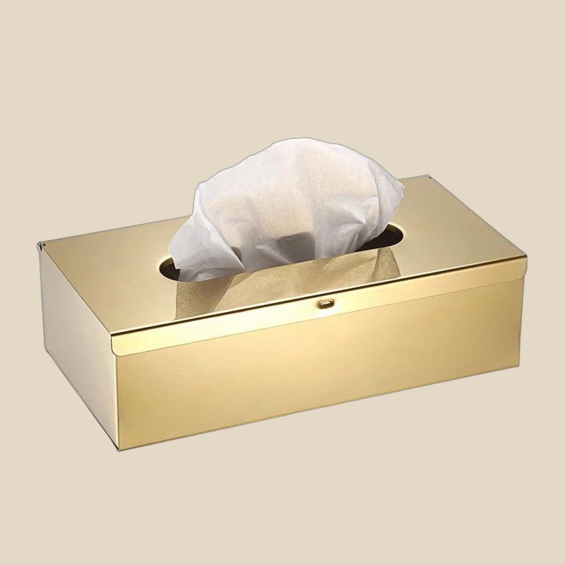 Polished Gold Tissue Box — QC