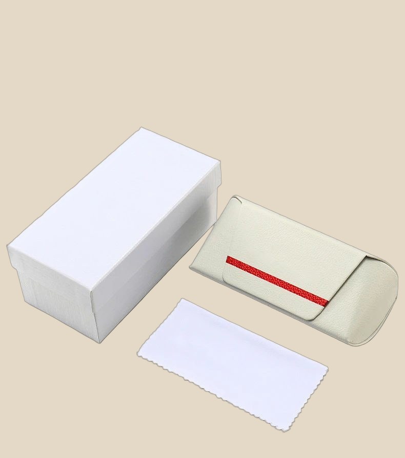 NO BRAND Glasses Case (Cream Red Stripe) — QC