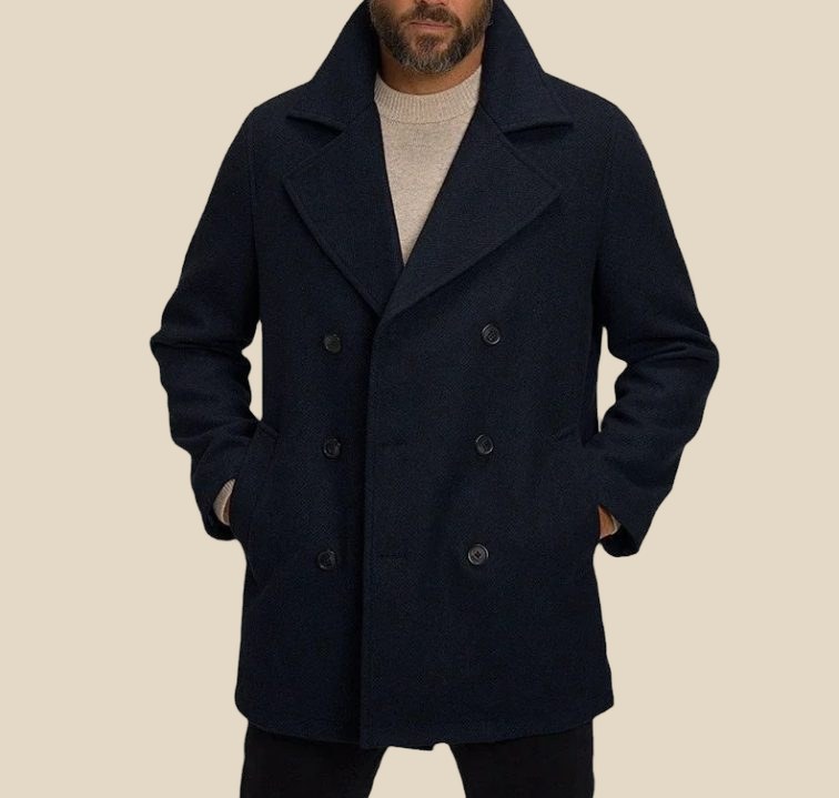NO BRAND Wool Peacoat Navy — QC