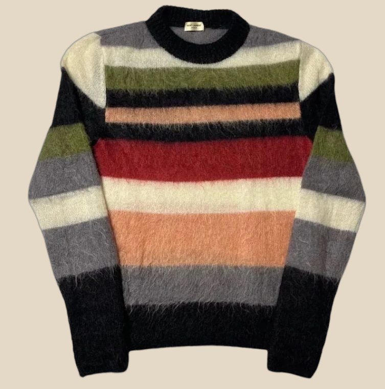SAINT LAURENT Mohair Striped Sweater — QC